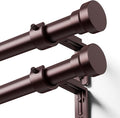 YaFex Curtain Rods 2 Pack 32-144 Inch, Heavy Duty 1 Inch Curtain Rod, Bronze Extra Long Adjustable Window Treatment Rods, Modern Design, Easy Installation