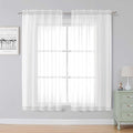 Simplebrand White Sheer Curtains, 63" Length, 2 Panels Set - Light Filtering, Rod Pocket Window Curtains for Bedroom (White, 59" W x 63" L)