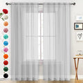 SpaceDresser Basic Rod Pocket Sheer Voile Window Curtain Panels Silver Grey 1 Pair 2 Panels 52 Width 72 Inch Long for Kitchen Bedroom Children Living Room Yard（Silver Grey, 52W x 72L）