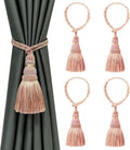 Fenghuangwu 4 Pack Curtain Tie Backs Rope Tassels for Curtains Drape tiebacks Handmade Outdoor Home and Outdoor Decorative (Mix Pink, 4p)