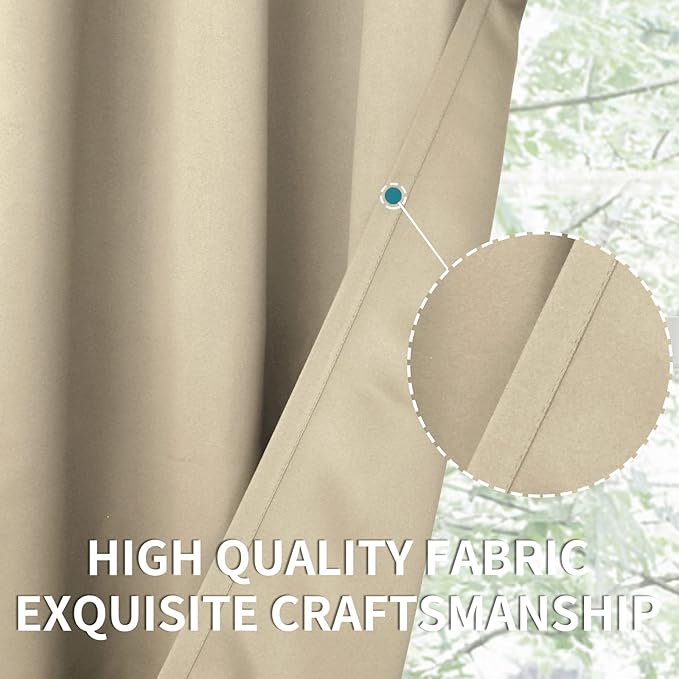 BGment Room Darkening Curtains 54 Inches Long - Grommet Thermal Insulated Drapes Window Treatment Curtains for Bedroom, 2 Panels, 52 x 54 Inch, Beige