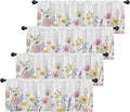 Emvency 4 Pack Valances Window Treatments, Spring Wildflower Flower Blackout Adjustable for Living Room Bathroom Bedroom Kitchen Over Sink, 52x18 Inch Rod Pocket Valances
