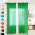 youleyar Solid Sheer Rod Pocket Curtain Voile Draperies 2 Panels White Beige Black Grey Coffee 52 Inch Width 54 Inch Long 1 Pair for Kitchen Bedroom Children Living Room Yard (Green,52Wｘ54L)