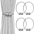 Melaluxe 4 Pack Magnetic Curtain Tiebacks, Decorative Curtain Holdbacks for Window Décor (Grey)