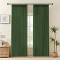 Pinch Pleated Sheer Curtains 84 Inches Long for Living Room, Linen Blend Curtain Rustic Textured Modern Light Filtering Back Tab Drapes with Hook Rings for Bedroom Office, Olive Green, W40xL84