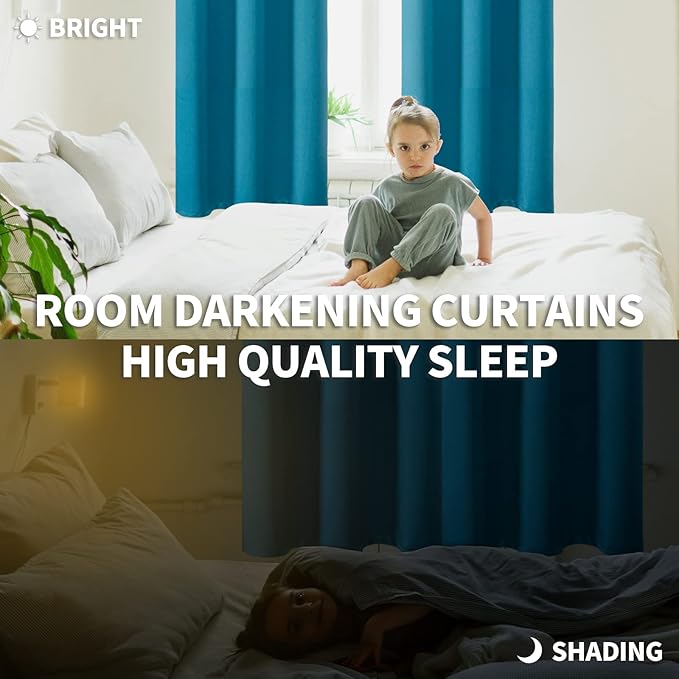 BGment Blackout Curtains - Grommet Thermal Insulated Room Darkening Bedroom and Living Room Curtains, Set of 2 Panels (52 x 95 Inch, Peacock Blue)