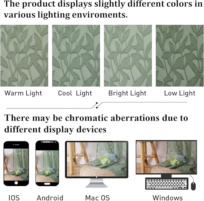 Lecloud Leia Sage Green Sheer Kitchen Curtains 18 Inch Length 2 Pcs, Jacquard Leaf Textured Voile Valances for Windows, Dual Rod Pocket Cafe Curtains for Bathroom Basement, Each Panel 28" W x 18" L