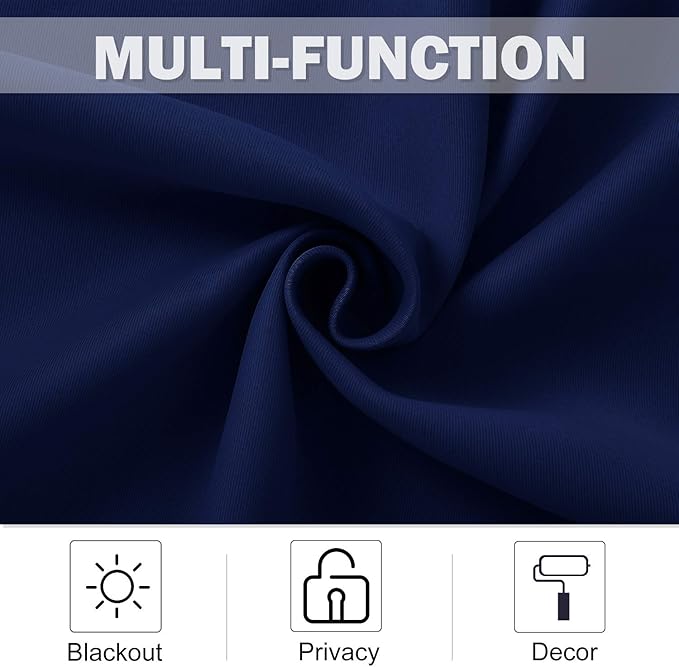 NICETOWN Royal Blue Blackout Kitchen Curtains - Energy Smart Blackout Grommet Curtain Panels for Bathroom/Loft Window/Living Room (42W by 36L 1.2 inches Header, Set of 2)