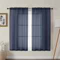 Gwine Navy Blue Sheer Curtains for Bedroom 54 inches Long 2 Panels, Light Filtering Voile Rod Pocket Curtains, Airy Transparent Sheer Drapes for Living Room, Each 42" Wx54 L