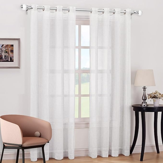 Curtain Rods 32 to 58 Inch (2.6-4.8ft), USFOOK 7/8 Inch Telescoping Splicing Drapery Rods for Windows 20 to 54 Inch, Decoration for Home with Light Silver Translucent Finials