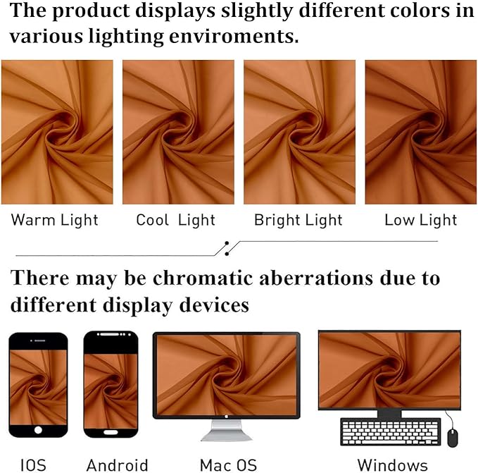 Lecloud Orange Sheer Curtains 63 Inch Length 2 Panels Set, Window Curtains for Bedroom, Voile Solid Light Filtering Living Room Drapes with Rod Pocket, Each Panel 42 X 63 Inch