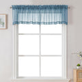 Chyhomenyc Sheer Valances for Windows 2 Pack, Small Window Curtains for Living Room Bathroom Cafe Laundry Basement, Modern Top Dual Rod Pocket Voile Curtain, 42W x 18L inches, Stone Blue