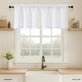 OVZME White Valance for Windows, Light Filtering Thick Textured Small Kitchen Valances for Window, Dual Rod Pocket Farmhouse Short Curtain for Bathroom Basement, 1 Piece, 52Wx18L Inch