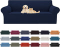 Cupuamon 2026 New Stretch Sofa Slipcovers Couch Cover for 3 Cushion Furniture Protector Sofa Covers with Elastic Bottom Jacquard Fabric Small Checks for Pets, Kids -Sofa, Navy