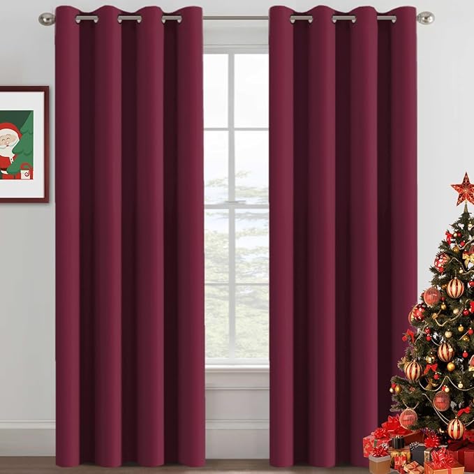H.VERSAILTEX Light Blocking Blackout Curtains Window Treatment Thermal Insulated Grommet Energy Saving Curtains/Drapes for Bedroom/Living Room (52 x 120 Inch, Burgundy Red)
