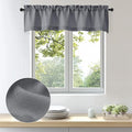 OWENIE Bob 1 PCS Dark Grey Valances for Windows, Faux Linen Textured Kitchen Window Curtains Valance for Bedroom Living Room, Modern Soft Airy Solid Rod Pocket Bathroom Cafe Curtain, 60Wx14L Inch