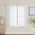 OWENIE Furman White Sheer Curtains 45 Inch Length 2 Panels Set for Living Room Bedroom Bathroom Window, Airy Jacquard Clip Short Curtains for Small Window, 40Wx45L inch