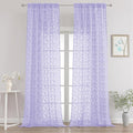 Chyhomenyc Extra Long Light Purple Sheer Curtains 108 Inch Length 2 Panels Set, Light Filtering Tufted Textured Soft Airy Rod Pocket Leaf Window Treatment Drapes for Living Room, 52" Wx108 L, 2PCS