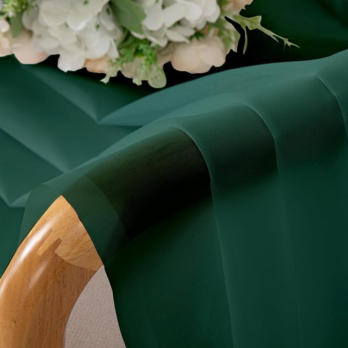 Lecloud Hunter Green Sheer Curtains 72 Inches Long 2 Panels, Rod Pocket Voile Light Filtering Curtains for Living Room, Airy Decor Drapes for French Door Bedroom, Each Panel 42 X 72 Inch