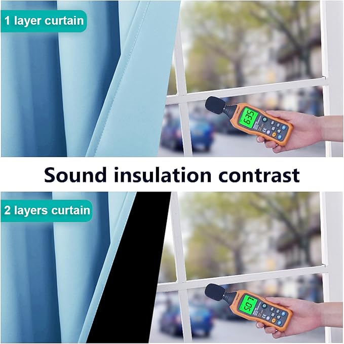 NICETOWN 100% Blackout Curtains 84 inches Long, Blue, 52 inches Wide, Pair of Energy Smart & Noise Blocking Out Drapes for Baby Room Window, Thermal Insulated Guest Room Lined Window Dressing