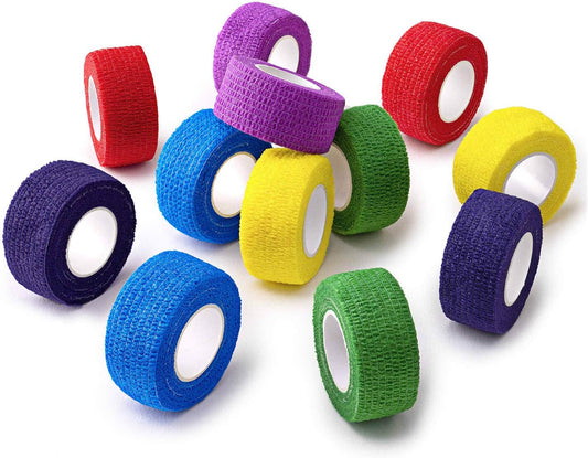 WePet Pet Wrap, Self-Adhesive Non-Woven Bandage, Emergency Cohesive Gauze, for Dogs, Cats, Horse, Birds, Wounds, Wrist Healing, Ankle Sprain, 1 Inch, 12 Rolls