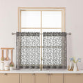 Chyhomenyc Charcoal Grey Sheer Curtains 30 Inch Length, Light Filtering Leaf Tufted Textured Small Kitchen Curtain Over Sink, Short Half Window Curtains for Bathroom Basement, 30" Wx30 L, 2 Panels