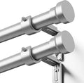YaFex Curtain Rods 2 Pack 32-58 Inch, Heavy Duty 1 Inch Curtain Rod, Silver Short Adjustable Window Treatment Rods, Modern Design, Easy Installation