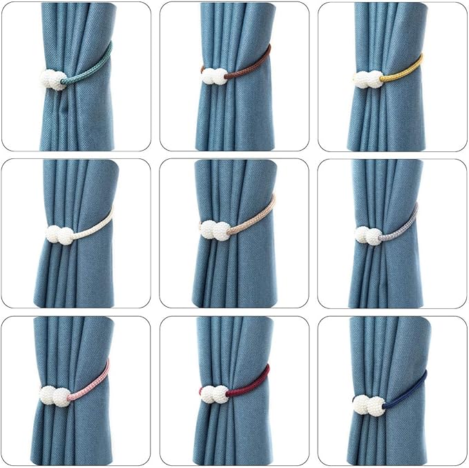 Melaluxe 4 Pack Magnetic Curtain Tiebacks, Decorative Curtain Holdbacks for Window Décor (Gold)