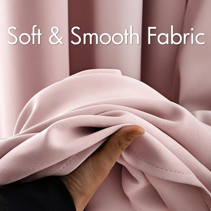 MIULEE 90" Long Room Darkening Curtains Thermal Insulated Drapes Solid Window Treatment Set Grommet Top Light Blocking Blackout Curtain for Living Room/Bedroom 2 Panels Baby Pink
