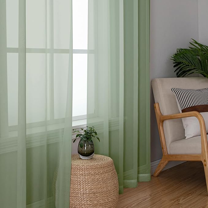 Aiyufeng Long Sheer Curtains for Bedroom, Semi Sheer Privacy Curtains & Drapes Harsh Sunlight Filter for Hallway Window Guest Room Country House, 40 x 120 inches Long, 2 Panels