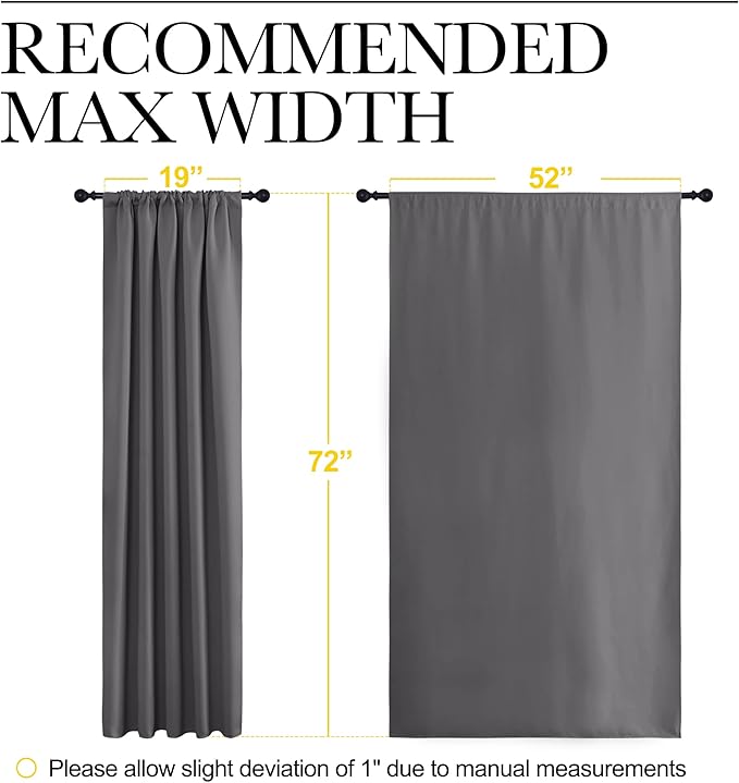 NICETOWN Blackout Curtain Panels for Window - Thermal Insulated Rod Pocket Blackout Drapes/Draperies for Dining Room (2 Panels, W52 x L72 inches, Grey)