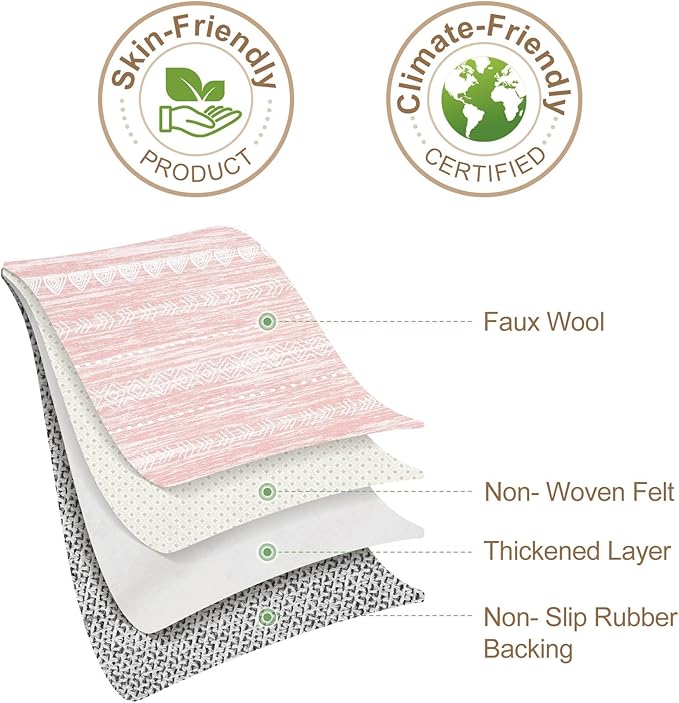 Nakagishi Pink Rugs for Bedroom Girls: 8x10 Washable Boho Large Neutral Cute Soft Area Rug Modern Indoor Floor Non Slip Accent Carpet for Living Room Nursery Kids Playroom Preppy Room Dorm Baby Room