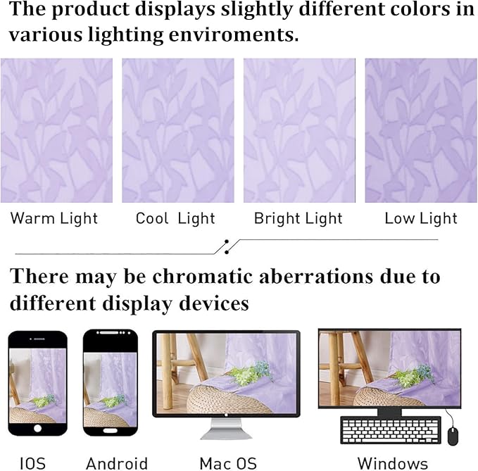 Lecloud Leia Light Purple Sheer Curtains 14 Inch Length 2 PCS, Dual Rod Pockets Living Room Window Short Curtains Valances, Jacquard Clip Textured Leaf Bedroom Decor, 38 W x 14 L