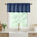 Navy Blue Valances for Windows, Light Filtering Faux Linen Textured Small Short Valance Curtains for Bathroom Basement Farmhouse, Rod Pocket Half Curtains for Windows, 60Wx16L Inch