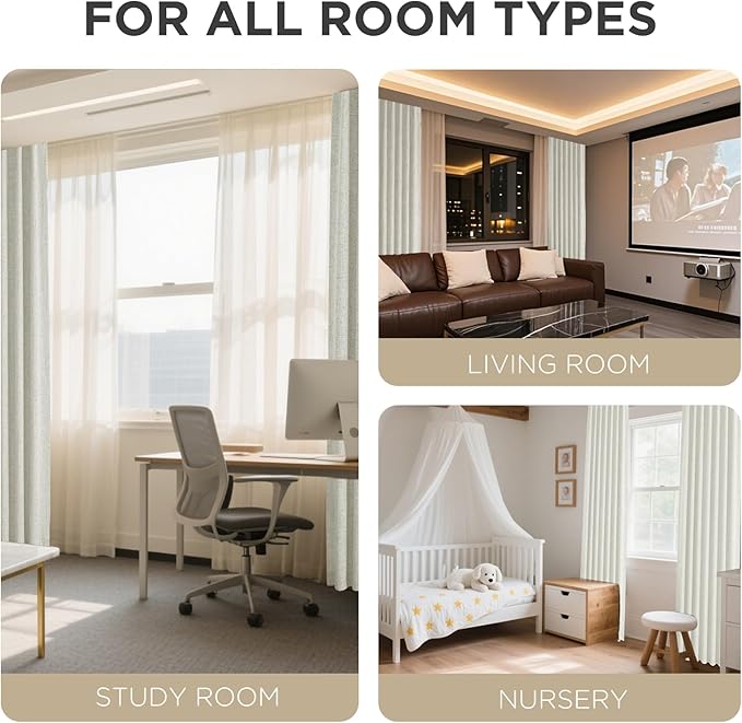 Joydeco Blackout Curtains for Bedroom - 100% Light Blocking 2 Panels Light Beige Drapes 37"W x 63"L, Thermal Insulated Room Darkening Curtains, Linen Textured for Living Room, Rod Pocket & Back Tabs
