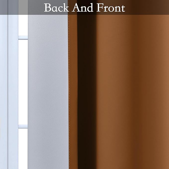 SimpleHome Ombre Room Darkening Curtains for Bedroom, Gradient Burnt Orange to Grey White Light Blocking Thermal Insulated Grommet Window Drapes for Living Room,2 Panels, 52x96 inches Length