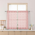 Chyhomenyc Blush Pink Sheer Curtains 36 Inch Length, Light Filtering Leaf Tufted Textured Small Window Kitchen Curtain Over Sink, Short Half Window Curtains for Bathroom Basement, 30"Wx36"L, 2 Panels
