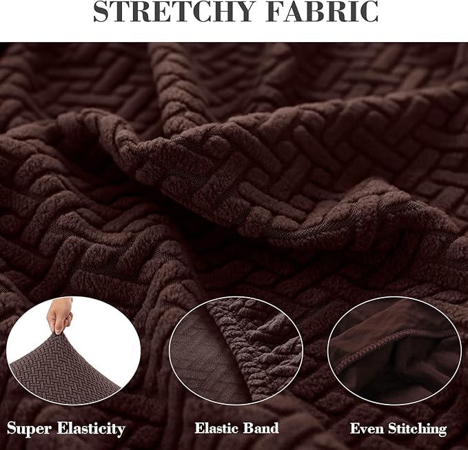 Couch Covers for 2 Cushion Sofa Pet Friendly Couch Cushion Covers Universal Sofa Covers Washable Stretch Slipcovers for Sectional Sofa (Texture Brown, Large Double Seat Cover)