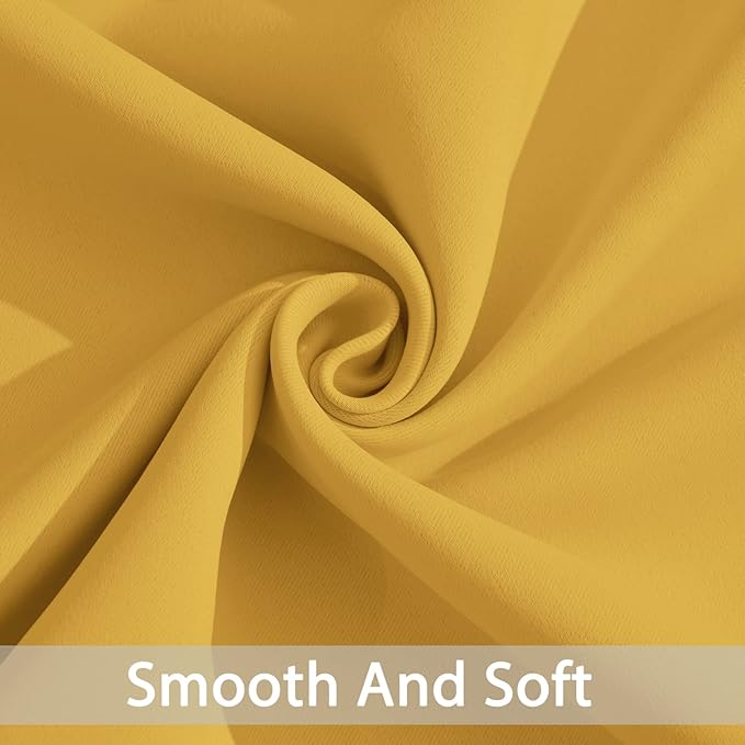 Yakamok Blackout Curtains Room Darkening Thermal Insulated Window Panels,Solid Grommet Top Drapes for Bedroom/Living Room(42Wx84L, Mustard Yellow, 2 Panels)