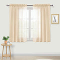 DWCN Beige Sheer Curtains Semi Transparent Voile Rod Pocket Curtains for Bedroom and Living Room, 42 x 45 inches Long, Set of 2 Panels