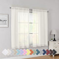 Simplebrand Ivory Short Sheer Curtains 45 Inch Length for Small Windows, Rod Pocket 2 Panels Set Solid Voile Drapes Window Sheer Curtains for Bedroom Bathroom Kids Room Kitchen, 42x45 Inch, Ivory