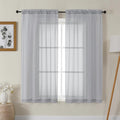Gwine Light Grey Sheer Curtains 63 Inch Length for Living Room 2 Panels, Light Filtering Rod Pocket Window Curtain Treatment for Bedroom, Voile Elegant Sheer Drapes，Each 42" Wx63 L, Light Grey