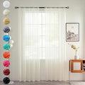 youleyar Solid Sheer Rod Pocket Curtain Voile Draperies 2 Panels White Beige Black Grey Coffee 70 Inch Width 96 Inch Long 1 Pair for Kitchen Bedroom Children Living Room Yard(Ivory,70Wｘ96L)