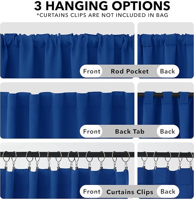 Deconovo Blackout Curtains, Thermal Insulated, W42 x L54 2 Panels, Back Tab, Machine Washable, Room-Darkening Drapes for Bedroom/Living Room Royal Blue