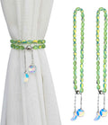 PEDOBO Magnetic Curtain Tiebacks, 2 Pack Crystal Beaded Sun & Moon Pendants Sheers/Draperies Holdbacks for Window Home Office Decor (Green)