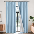 Joydeco Pleated Curtains for Living Room Bedroom, Linen Drapes 90 inch Length 2 Panels Set, Blackout Thermal Insulated Curtain(Chambray Blue,40'' Wx90'' L)