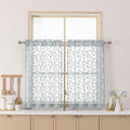 Chyhomenyc Light Grey Sheer Curtains 36 Inch Length, Light Filtering Leaf Tufted Textured Small Window Kitchen Curtain Over Sink, Short Half Window Curtains for Bathroom Basement, 30"Wx36"L, 2 Panels