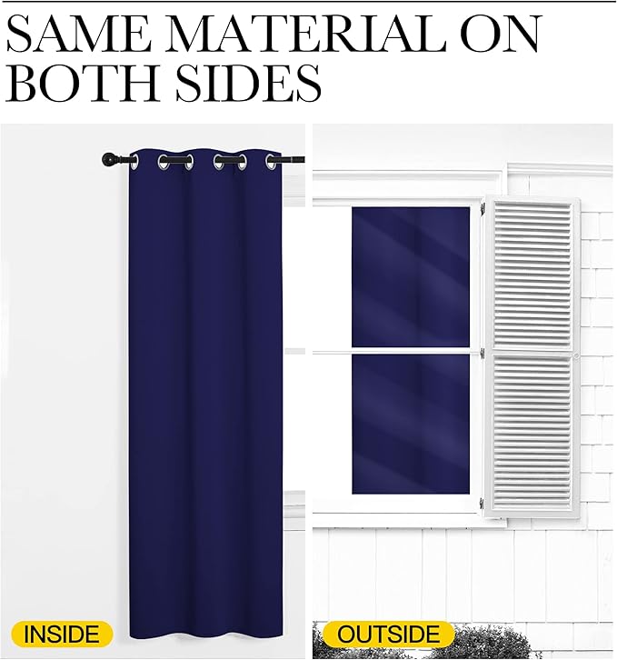 NICETOWN Navy Blue Blackout Curtains 86 inches Length for Living Room, 2 Panels, 55" Wide, Thermal Insulated Long Drapes for Large Window