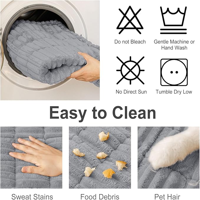 hyha Couch Covers for Dogs Washable, Non Slip Plush Dog Sofa Protectors, Fuzzy Pet Couch Covers for 3 Cushion Sofa Pet Friendly (Grey, 27.6" x 59")