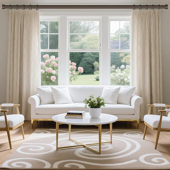 VOIIY Bronze Curtain Rods for Windows 48 to 84 Inch(4-7 Feet),1" Diameter Drapery Rods with Modern Style End Cap Finials,Size:36-88 Inch,Antique Bronze